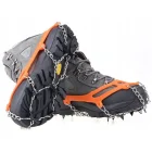 Anti-Slip Shoe Grips with 8 Spikes and Chains, Orange (Size 38-45)