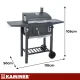 Kaminer Charcoal Grill with Lid and Thermometer, 105x110x50 cm, Black