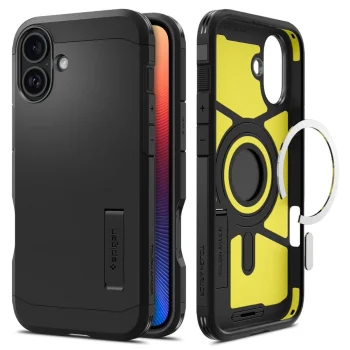 Spigen Tough Armor MagSafe Case for iPhone 16 Plus with Stand, Black