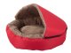 Soft pet house bed for cat or dog with removable roof, red