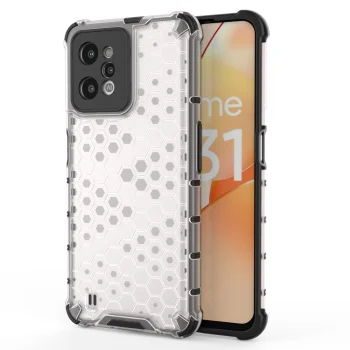 Realme C31 Honeycomb Hybrid Armor Case with TPU Frame, Transparent