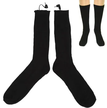 Heated winter socks with two batteries, black