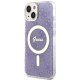 Чехол Guess для iPhone 14 IML 4G Gold Stripe MagSafe, фиолетовый