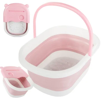 Collapsible Silicone Foot Massage Basin, Pink