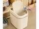 Mini Desktop Trash Can with Swing Lid, 2L, Cream