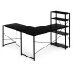 Modernhome Corner Desk with Bookshelf, Black