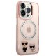 Karl Lagerfeld Karl & Choupette Aluminum MagSafe Case for iPhone 14 Pro Max, Pink