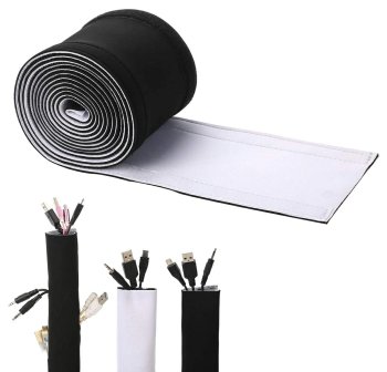 3m Cable Management Sleeve Wire Organizer, Black