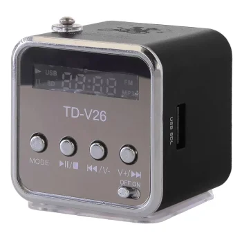 Portable Wireless Bluetooth Speaker with FM Radio and LED, Black