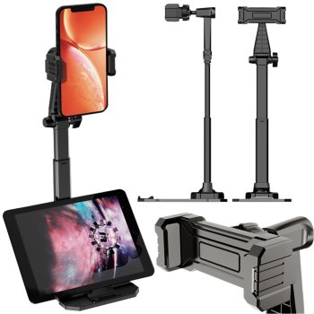 Adjustable Rotating Desk Stand for Phone and Tablet, Black