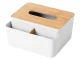 Tissue Box with Organizer and Bamboo Lid