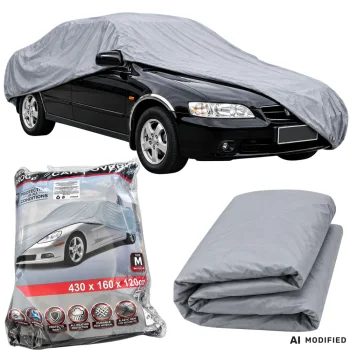 Waterproof Car Cover Tarpaulin PEVA, Size M (430 x 160 x 120 cm), Silver Grey