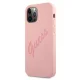 Guess iPhone 12 Pro Max Case Silicone Vintage Script, Pink