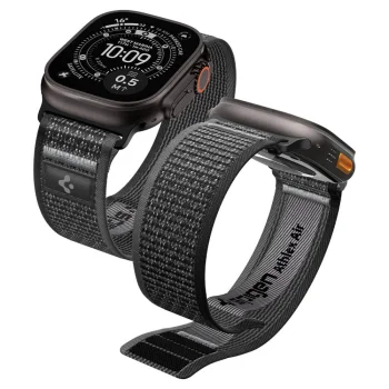 Laikrodžio dirželis Spigen Athlex Air 2 skirtas Apple Watch 44/45/46/49 mm, juodas ir pilkas