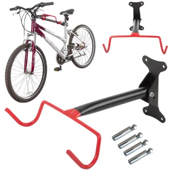 Wall Mounted Bicycle Holder with 2 Hooks, Black