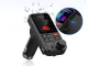 Bluetooth 5.0 FM Transmitter with Hands-Free, USB QC, TF, Bass, LCD, 12-24V, Black
