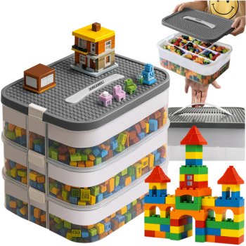 Kruzzel 3-Tier Building Block Storage Box and Toy Organizer 25757