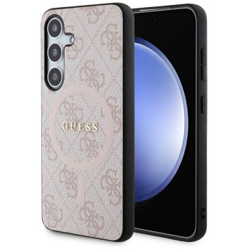 Guess 4G Collection Leather Metal Logo MagSafe Case for Samsung Galaxy S24, Pink