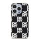 DKNY iPhone 15 Pro Case IML Checkered Mono Pattern, Black