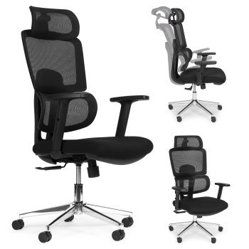 ModernHome Ergonomic Office Chair with Adjustable Headrest and Lumbar Support, Black