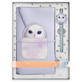 Nimmy Big Eyed Pet 2.0 Rabbit 2-in-1 Notebook & Pen Set, Purple