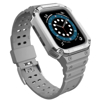 Armored Case with Strap for Apple Watch 38/40/41mm - Gray/Silver