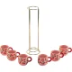Bialetti Mercato Della Frutta Espresso Cup Set of 6 with Metal Stand, 90 ml