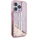 Guess iPhone 15 Pro Case Liquid Glitter Gold Stripes, Pink