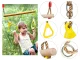 Wooden Garden Swing for Kids with Gymnastic Trapeze and Handles, Yellow