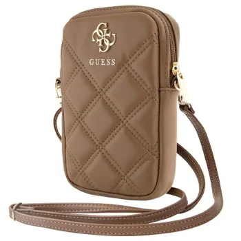 Guess Zip Quilted 4G Phone Bag, Brown