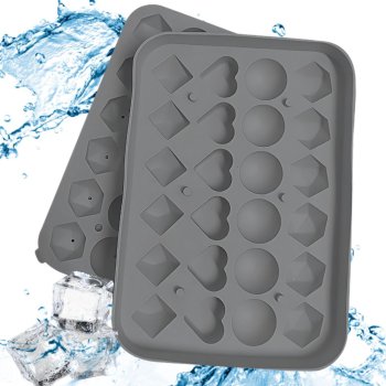 Silicone 3D Ice Cube Tray with Heart, Sphere, and Diamond Shapes