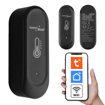 GreenBlue GB741 WiFi Temperature and Humidity Sensor, IP65, Black