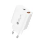 Wozinsky WLS-20W 20W USB-A and USB-C Wall Charger with 1m USB-C to USB-C Cable - White