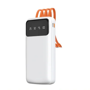 Dudao K6Pro 10000mAh Power Bank with Built-in Cables, White