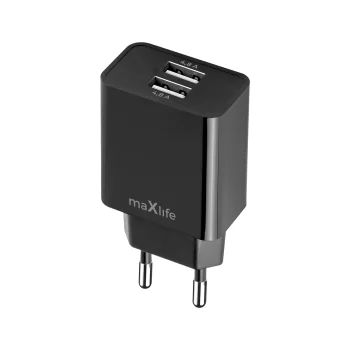 Maxlife MXTC-12 Wall Charger Adapter 2x USB-A 4,8A, Black