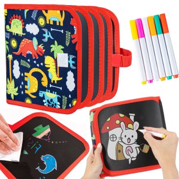Blackboard Drawing Book + Chalk Pens Dinosaurs