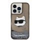 Karl Lagerfeld iPhone 14 Pro Case Liquid Glitter Choupette Black