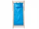 Folding Wooden Beach and Garden Deck Chair with Pillow, Blue