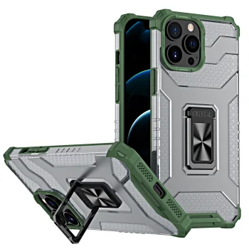 Crystal Ring Case Kickstand for iPhone 13 Pro, Green