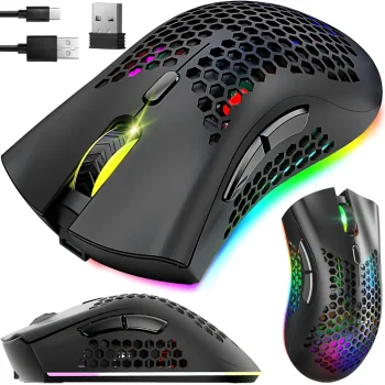 Wireless Mouse 2.4GHz with RGB Backlight, 1600 DPI, Black