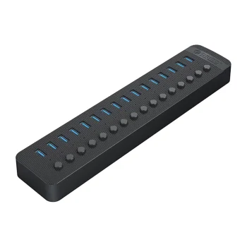 Orico CT2U3-16AB 16-Port USB-A 3.0 Hub with Individual Switches, Black