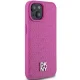 DKNY Leather Pattern Metal Logo MagSafe Case for iPhone 15 / 14 / 13, Pink