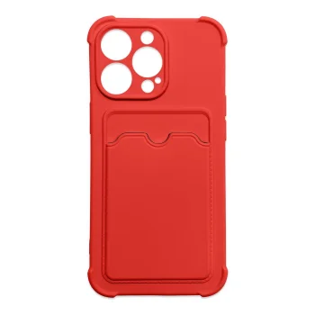Card Armor Silicone Case for iPhone 13 Mini with Card Holder Red