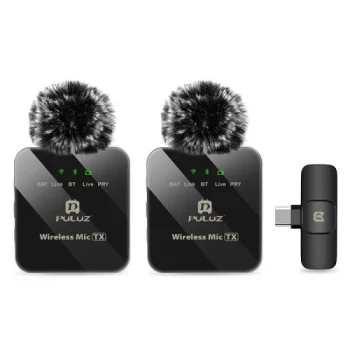 Wireless Dual Lavalier Microphone with USB Type-C Receiver, Black