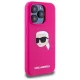 Karl Lagerfeld Silicone Karl Head Print MagSafe Case for iPhone 15 Pro, Fuchsia