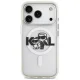 Karl Lagerfeld IML Glitter Karl & Choupette Sketch Logo MagSafe Case for iPhone 17 Pro, Clear