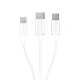 3mk 3in1 Cable USB-A to micro USB / Lightning / USB-C 1.2m 15W - White