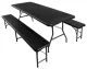 Gardlov Folding Garden Table 180cm with 2 Benches, Black