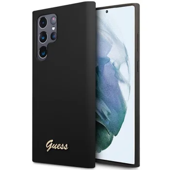 Guess Silicone Vintage Gold Logo Case for Samsung Galaxy S23 Ultra Black
