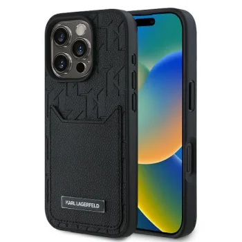 Karl Lagerfeld iPhone 16 Pro Max Case Cardslots Monogram, Black